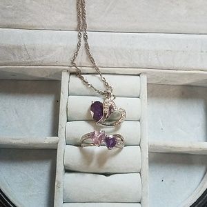 Amethyst necklace and ring set
